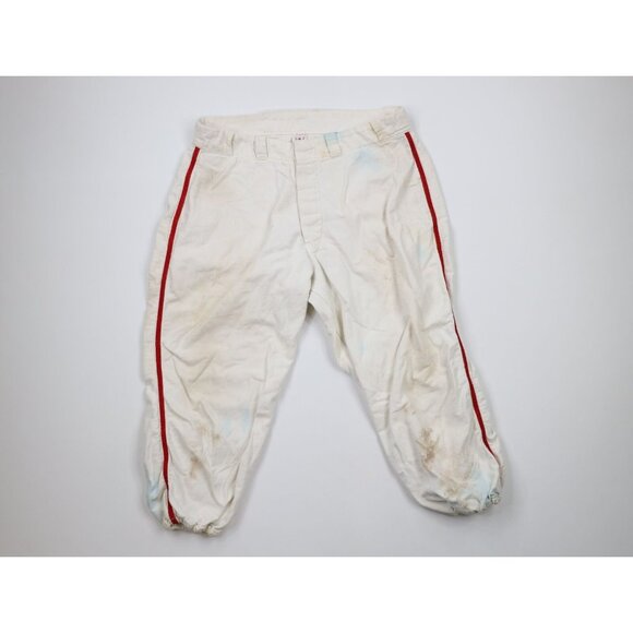 Vintage 40s 50s Mens 34 Distressed Striped Button Fly Baseball Uniform Pants USA